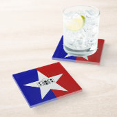 米国サンアントニオ州旗を持つガラスコースター ガラスコースター (アングル)