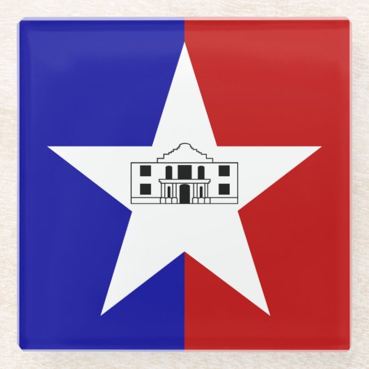 米国サンアントニオ州旗を持つガラスコースター ガラスコースター (正面)