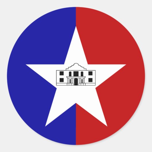 米国サンアントニオ州旗シール ラウンドシール (正面)