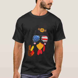 米国サングラストルコ顔ピースハンドサインThanksgi Tシャツ