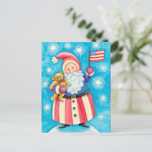 米国サンタクロースのクリスマス シーズンポストカード (スタンド正面)