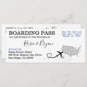 米国サンディ結婚エゴの搭乗券 招待状 (正面/裏面)