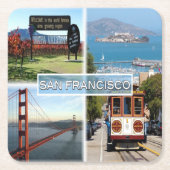 米国サンフランシスコ – ナパバレーゴールデンゲートブリッジ スクエアペーパーコースター (正面)