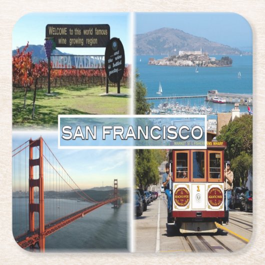 米国サンフランシスコ – ナパバレーゴールデンゲートブリッジ スクエアペーパーコースター (正面)