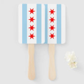 米国シカゴ市旗を持つハンドファンのセット ハンドファン (正面&裏面)