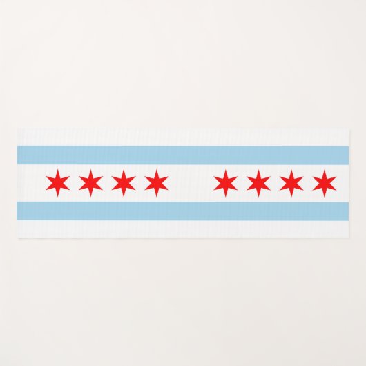 米国シカゴ市旗を持つ愛国的なヨガマット ヨガマット (正面(横))