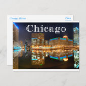 米国シカゴ・イリノイ州統一されたナイトスカイライン州 ポストカード (正面/裏面)