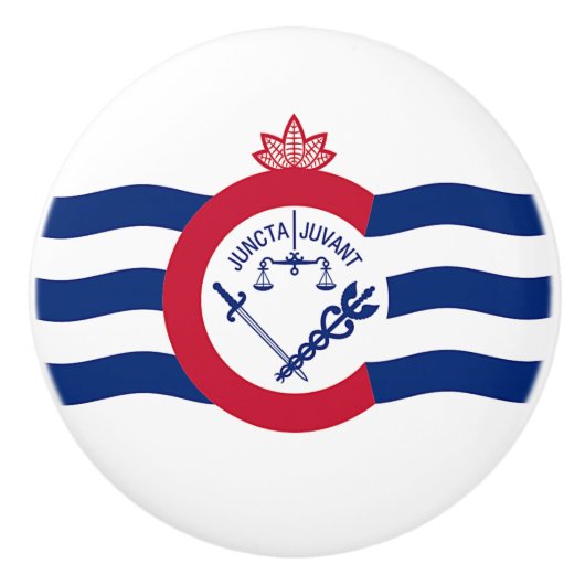 米国シンシナティ州旗とセラミックノブの引っ張り セラミックノブ (正面)