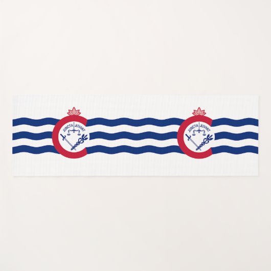 米国シンシナティ州旗を持つ愛国的なヨガマット ヨガマット (正面(横))