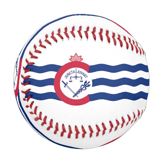 米国シンシナティ州旗を持つ愛国野球 野球ボール (正面左)