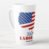 米国シンプルエレガント国旗のある労働日 カフェラテマグ (左アングル)