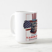 米国シンプルエレガント国旗のある労働日 コーヒーマグカップ (正面左)