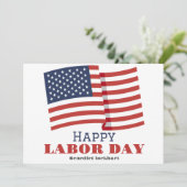 米国シンプルエレガント国旗のある労働日 サンキューカード (スタンド正面)