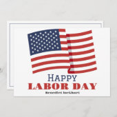 米国シンプルエレガント国旗のある労働日 サンキューカード (正面/裏面)