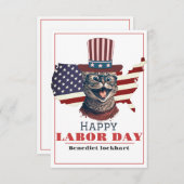 米国シンプルエレガント国旗のある労働日 サンキューカード (正面/裏面)