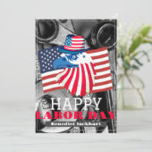 米国シンプルエレガント国旗のある労働日 サンキューカード (スタンド正面)