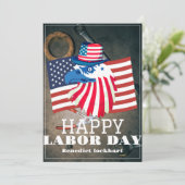 米国シンプルエレガント国旗のある労働日 サンキューカード (スタンド正面)