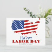 米国シンプルエレガント国旗のある労働日 サンキューカード (スタンド正面)