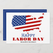 米国シンプルエレガント国旗のある労働日 サンキューカード (正面/裏面)