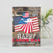 米国シンプルエレガント国旗のある労働日 サンキューカード (スタンド正面)