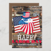 米国シンプルエレガント国旗のある労働日 サンキューカード (正面/裏面)