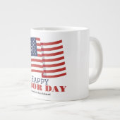 米国シンプルエレガント国旗のある労働日 ジャンボコーヒーマグカップ (正面右)