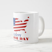 米国シンプルエレガント国旗のある労働日 ジャンボコーヒーマグカップ (正面右)