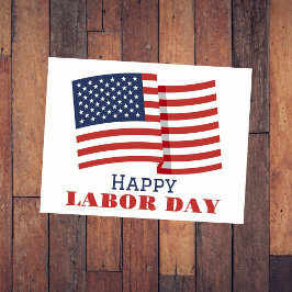 米国シンプルエレガント国旗のある労働日 ポストカード