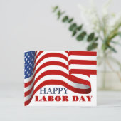米国シンプルエレガント国旗のある労働日 ポストカード (スタンド正面)