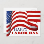 米国シンプルエレガント国旗のある労働日 ポストカード (正面/裏面)