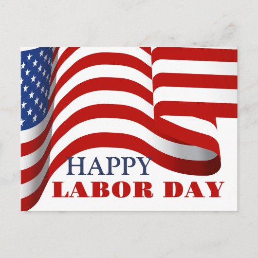 米国シンプルエレガント国旗のある労働日 ポストカード (正面)