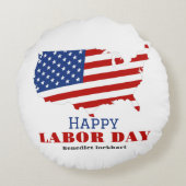 米国シンプルエレガント国旗のある労働日 ラウンドクッション (裏面)