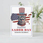 米国シンプルエレガント国旗を持つ労働の日ありがとうC サンキューカード (スタンド正面)