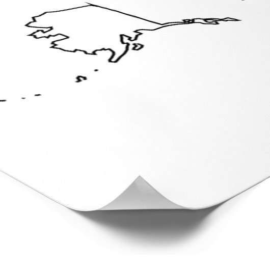 米国シンプル地図の白黒のアウトライン ポスター (角)