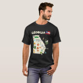 米国ジョージア州旅行地図シティズフラッグランドマーク Tシャツ (正面フル)