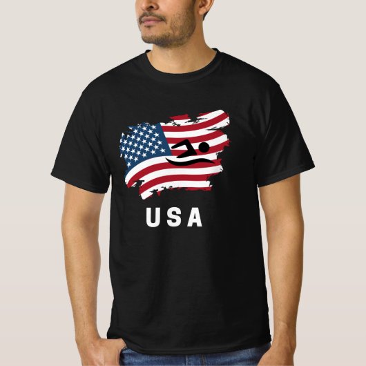 米国スイミング国旗 Tシャツ (正面)