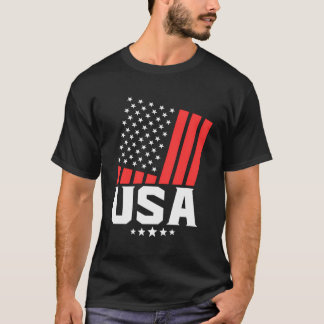 米国スタイリッシュ愛国心素晴らし旗 Tシャツ