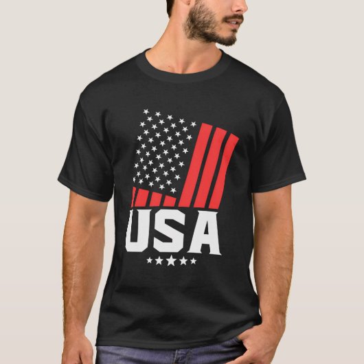 米国スタイリッシュ愛国心素晴らし旗 Tシャツ (正面)