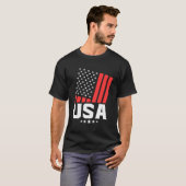 米国スタイリッシュ愛国心素晴らし旗 Tシャツ (正面フル)