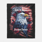 米国スターズ&ストリップ国旗Bald Eagle & バラ フリースブランケット (正面)