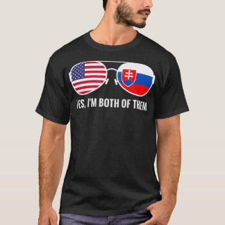 米国スロバキア国旗サングラススロバキア国  Tシャツ
