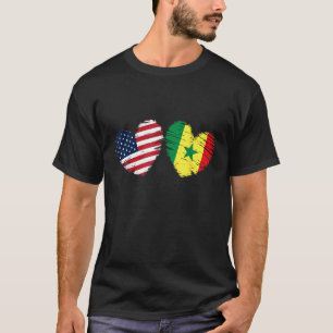 米国セネガル国旗ハートバレンタインデーSenegalese A Tシャツ