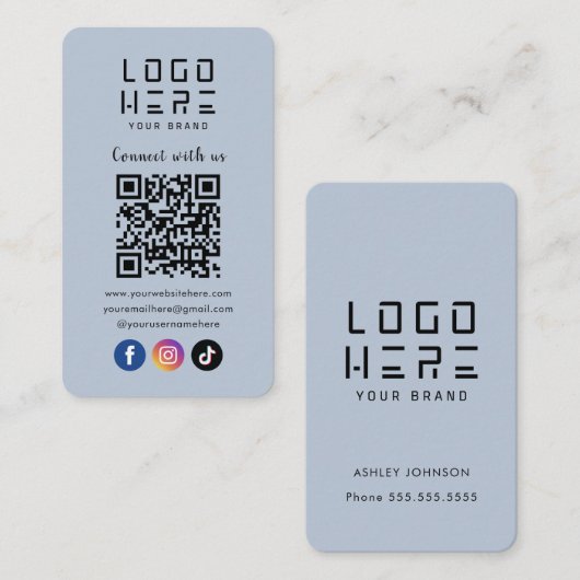 米国ソーシャルメディアとの接続QRコード海軍モダン エンクロージャーカード (正面/裏面)