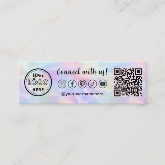 米国ソーシャルメディアロゴIridescent Opalとの接続 スキニー名刺 (正面)