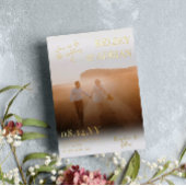 米国タイポグラフィビッグフォト結婚の金ゴールドに参加 箔招待状