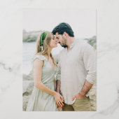 米国タイポグラフィビッグフォト結婚の金ゴールドに参加 箔招待状 (裏面)