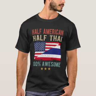 米国タイ国旗ハーフアメリカン・ハーフタイ Tシャツ