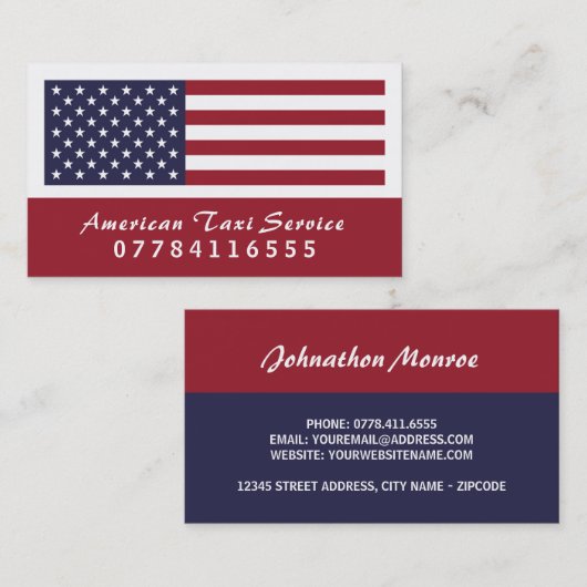 米国タクシー国旗 名刺 (正面/裏面)