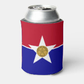 米国ダラスシティ州旗を持つクーラーボックス 缶クーラー (缶裏面)