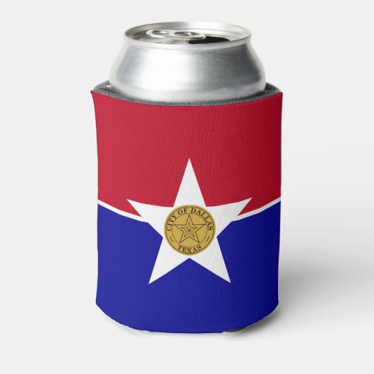 米国ダラスシティ州旗を持つクーラーボックス 缶クーラー (缶裏面)